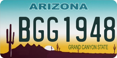 AZ license plate BGG1948