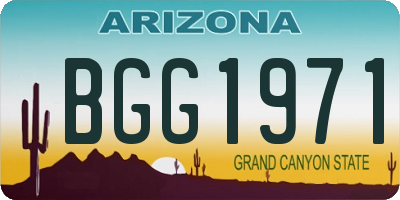 AZ license plate BGG1971