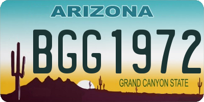 AZ license plate BGG1972