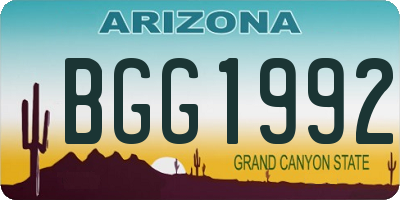 AZ license plate BGG1992