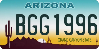 AZ license plate BGG1996