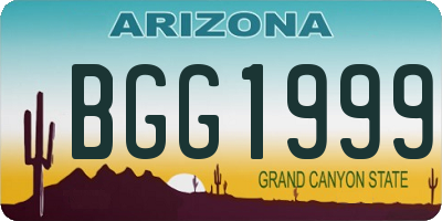 AZ license plate BGG1999