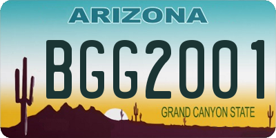 AZ license plate BGG2001