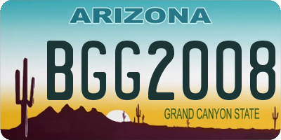 AZ license plate BGG2008