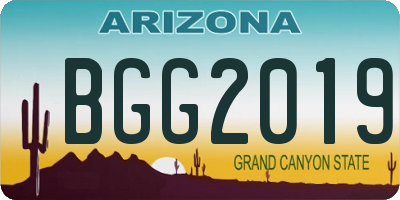 AZ license plate BGG2019