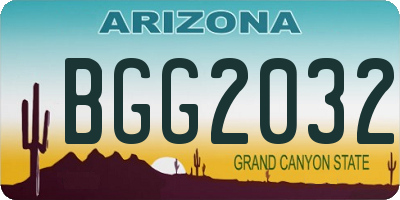 AZ license plate BGG2032