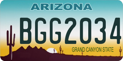 AZ license plate BGG2034