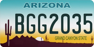 AZ license plate BGG2035