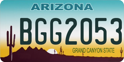 AZ license plate BGG2053