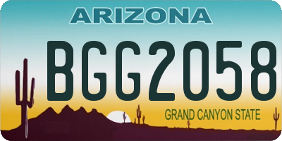 AZ license plate BGG2058