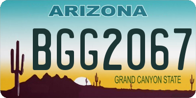 AZ license plate BGG2067
