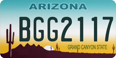 AZ license plate BGG2117