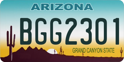 AZ license plate BGG2301