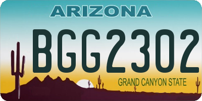 AZ license plate BGG2302