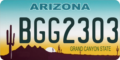 AZ license plate BGG2303