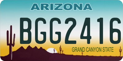 AZ license plate BGG2416