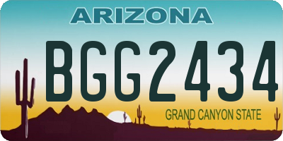 AZ license plate BGG2434