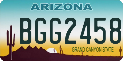 AZ license plate BGG2458