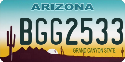 AZ license plate BGG2533