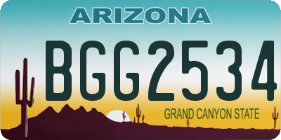 AZ license plate BGG2534