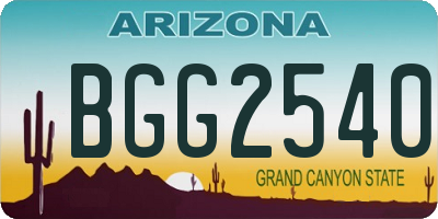 AZ license plate BGG2540