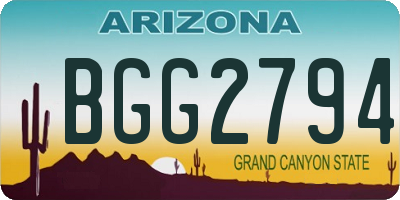 AZ license plate BGG2794