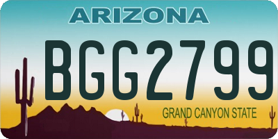 AZ license plate BGG2799