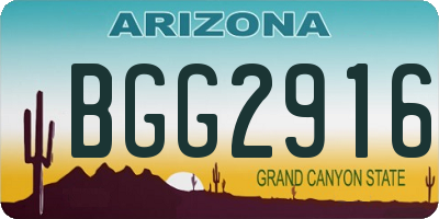 AZ license plate BGG2916