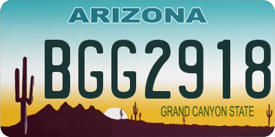AZ license plate BGG2918