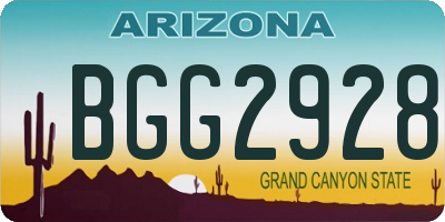 AZ license plate BGG2928