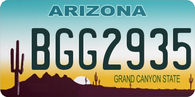 AZ license plate BGG2935