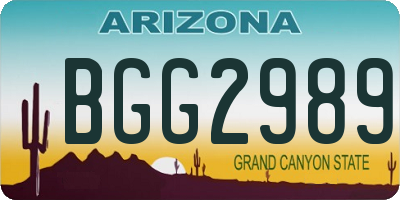 AZ license plate BGG2989