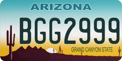AZ license plate BGG2999