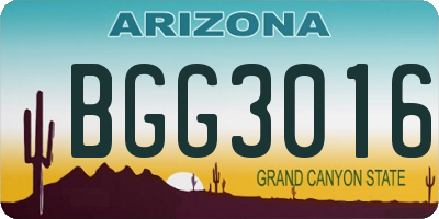 AZ license plate BGG3016
