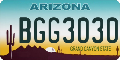 AZ license plate BGG3030