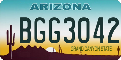 AZ license plate BGG3042