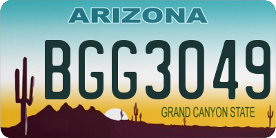 AZ license plate BGG3049