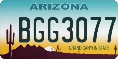 AZ license plate BGG3077