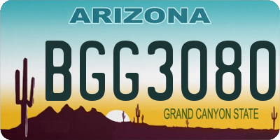 AZ license plate BGG3080