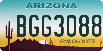 AZ license plate BGG3088
