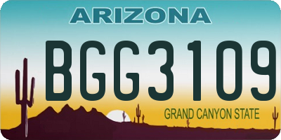 AZ license plate BGG3109