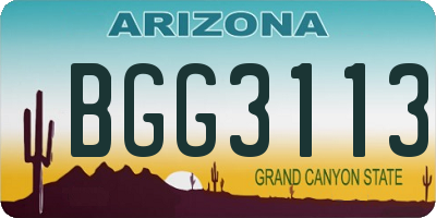 AZ license plate BGG3113