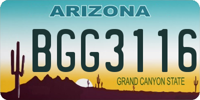 AZ license plate BGG3116