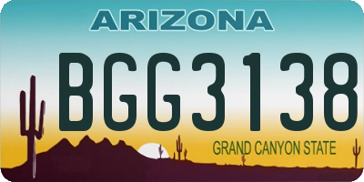 AZ license plate BGG3138