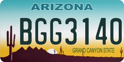 AZ license plate BGG3140
