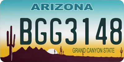 AZ license plate BGG3148