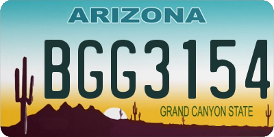 AZ license plate BGG3154