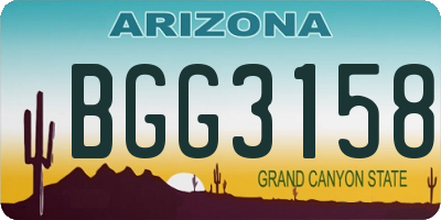 AZ license plate BGG3158