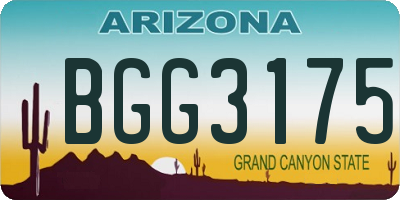 AZ license plate BGG3175