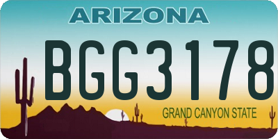 AZ license plate BGG3178